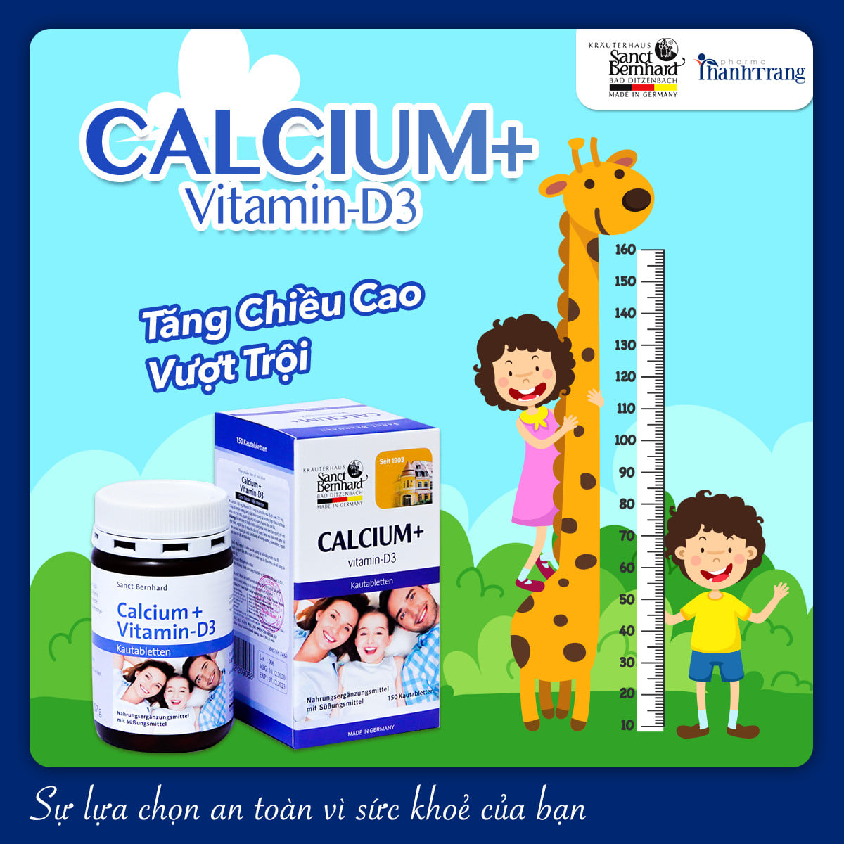CALCIUM + VITAMIN D3 GIÚP BÉ PHÁT TRIỂN CHIỀU CAO